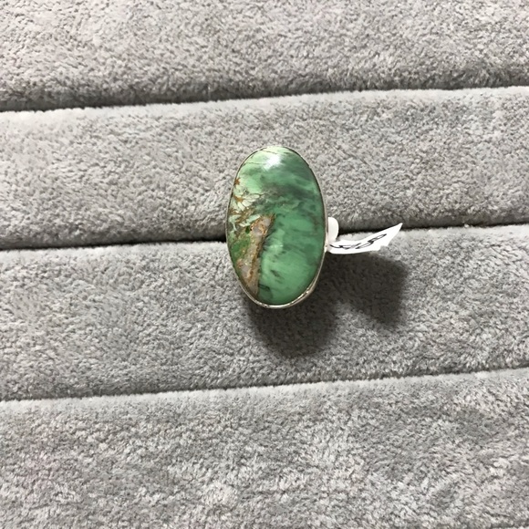 New Sterling Silver Large Oval Australian Variscite Ring Size 8 Gemstone Greens - Picture 11 of 16
